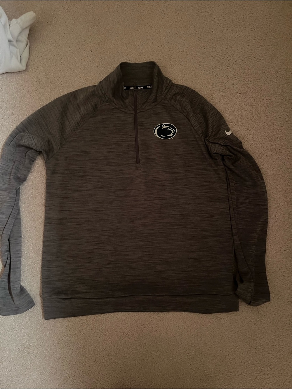 Penn State Nike Heather Gray Dri-FIT Zip Pullover